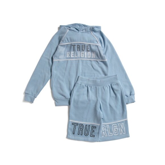 TRUE RELIGION Blue Little Boys 2pc Hoodie And Shorts Set - Picture 1 of 2
